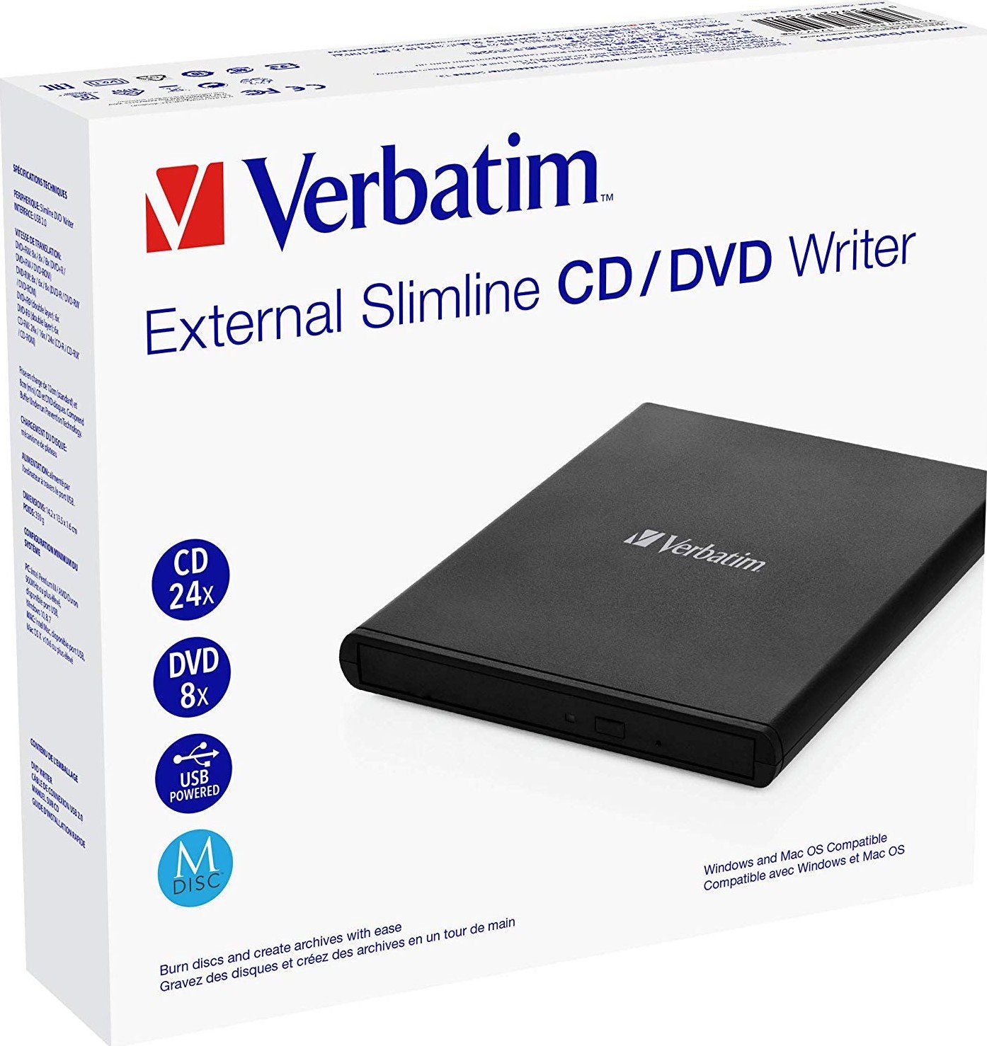Внешний привод DVD-RW Verbatim Slimline Black (53504) купить | ELMIR ...