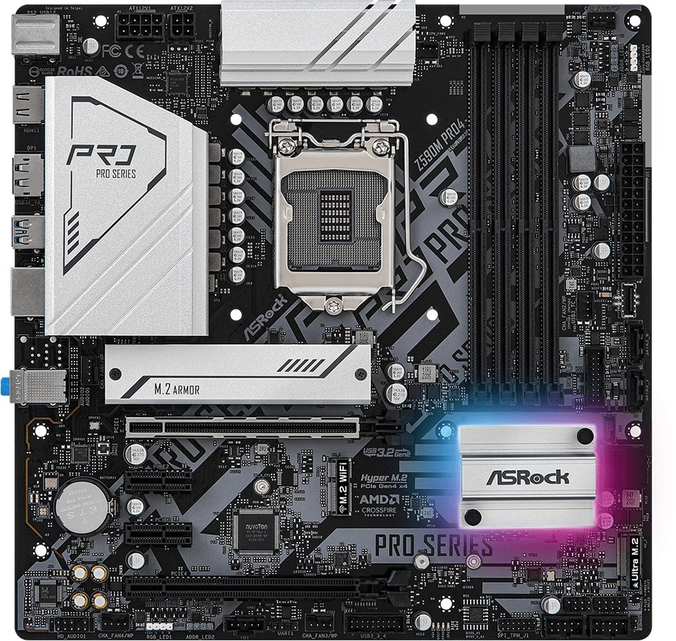 Материнская плата ASRock Z590M Pro4 s-1200 Z590 купить | Elmir - цена ...