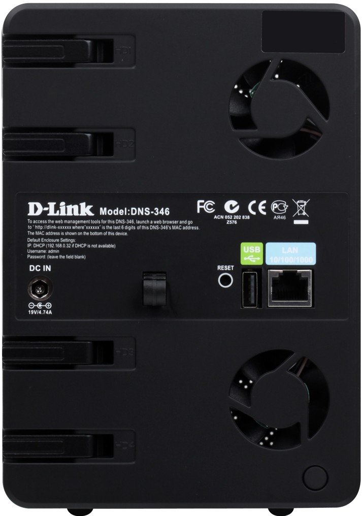 Сетевое хранилище NAS D-Link DNS-346, 4 SATA HDD 3,5" 10/1000Mbit (DNS ...