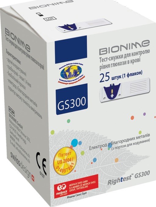 Тестполоски Bionime Rightest GS300 25шт купить ELMIR цена, отзывы